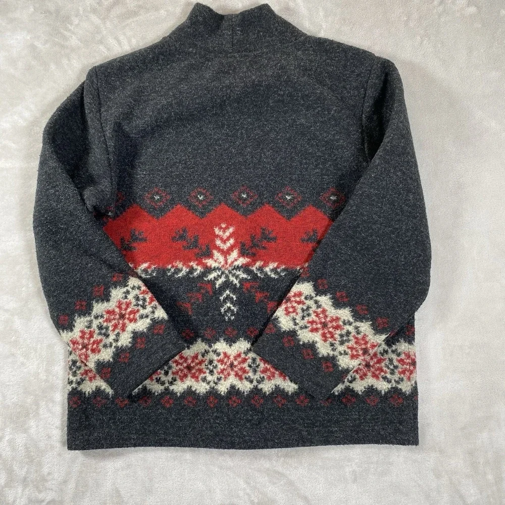 VTG Talbots Petites Womens M Sweater SNOWFLAKE Winter Gray Multicolor